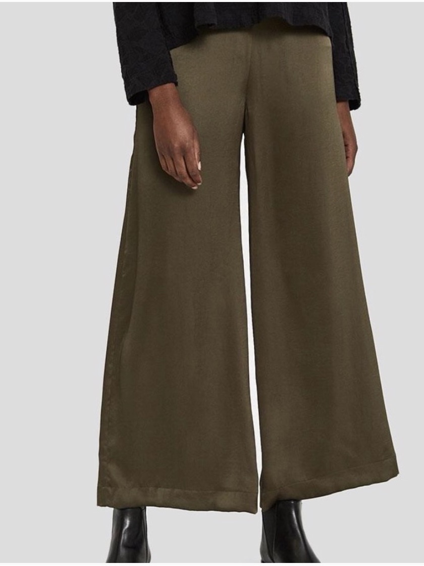 Rachel Comey Cleric Liquid Satin Wide Leg Pants - Khaki Size 4